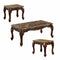 Wooden Coffee Table and End Tables Set with Faux Marble Top, Pack of 3, Brown