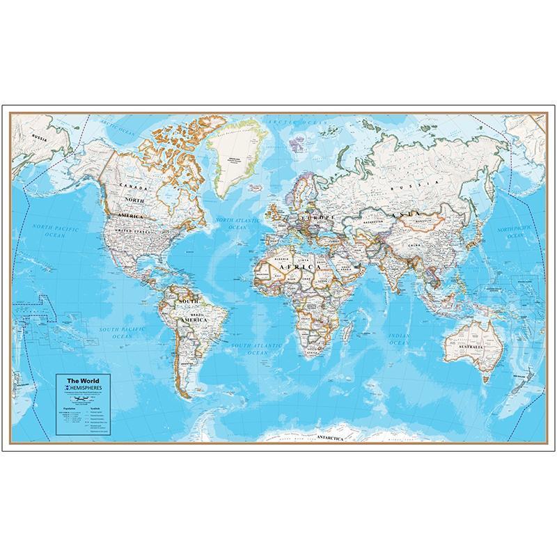 CONTEMP LAMINATED WALL MAP WORLD-Learning Materials-JadeMoghul Inc.