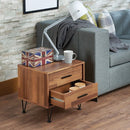 Contemporary 2 Drawers Wood Nightstand By Deoss, Brown-Nightstands and Bedside Tables-Brown-PB MDF-JadeMoghul Inc.