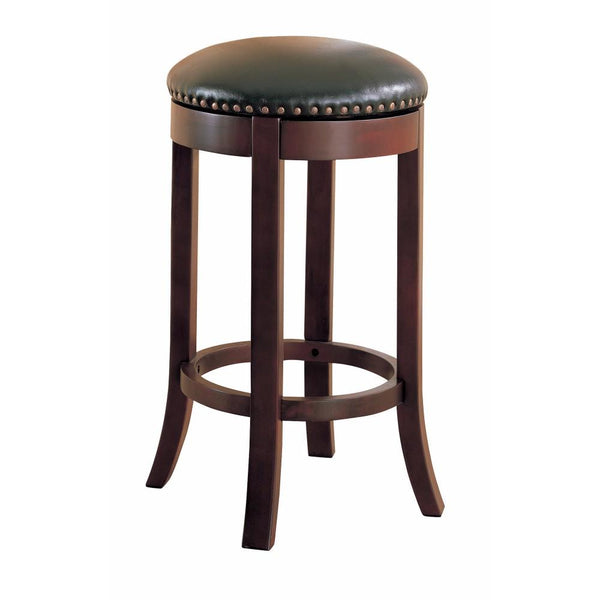 Contemporary 29" Swivel Bar Stool with Upholstered Seat, brown ,Set of 2-Bar Stools and Counter Stools-Brown-Wood-Walnut-JadeMoghul Inc.
