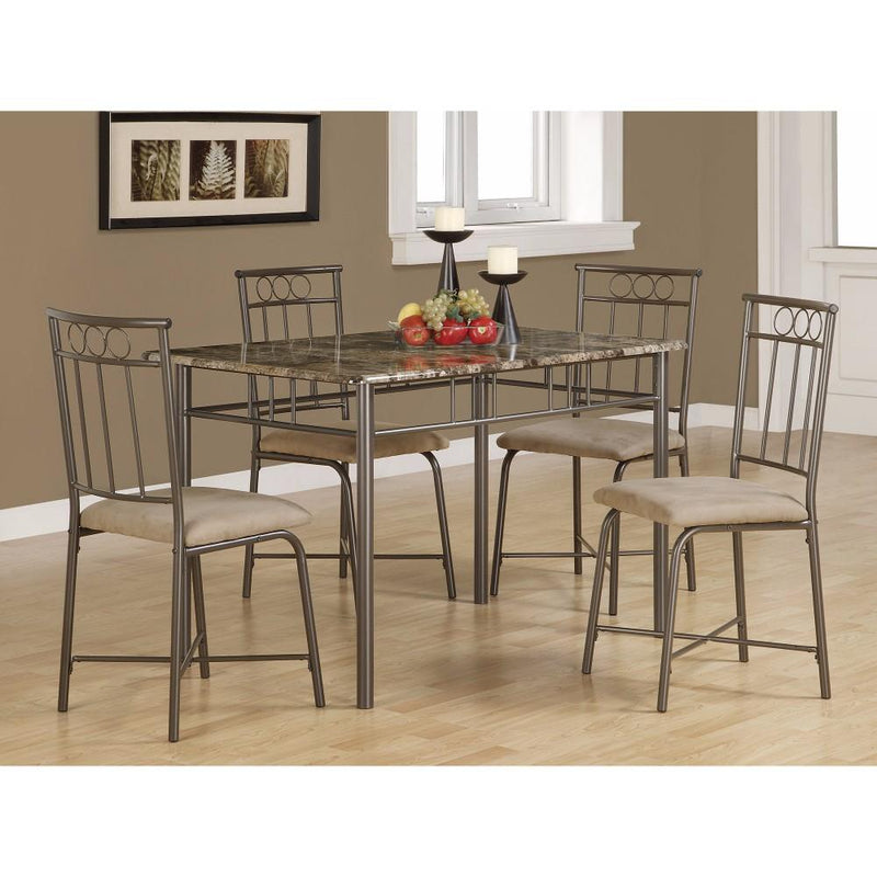 Contemporary 5 Piece Dining Set with Table and 4 Side Chairs, Brown-Dining Chairs-Brown-FABRIC-Black-JadeMoghul Inc.