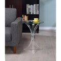 Contemporary Acrylic Accent Table With Glass Top, Clear-Coffee Tables-Clear-Acrylic and Glass-JadeMoghul Inc.