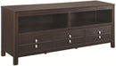 Contemporary and Urbane TV Console With 2 Shelves & 3 Drawers, Cappuccino Brown-Multimedia Stand-Brown-Wood-JadeMoghul Inc.