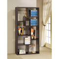 Contemporary Asymmetrical Cube Bookcase, Brown-Book Cases-BROWN-PAPER VENEER-JadeMoghul Inc.