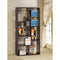 Contemporary Asymmetrical Cube Bookcase, Brown-Book Cases-BROWN-PAPER VENEER-JadeMoghul Inc.