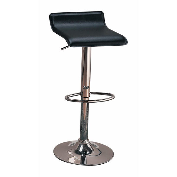 Contemporary Backless Seat Bar Stool, Black ,Set of 2-Bar Stools and Counter Stools-Chrome & Black-METAL-Chrome-JadeMoghul Inc.