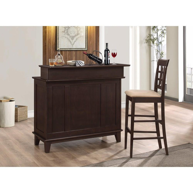 Contemporary Bar Unit with Wine and Stemware Storage, Brown-Wine Racks-Brown-PLYWOOD-Cappuccino-JadeMoghul Inc.