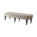 Contemporary Bench, Ivory Beige-Upholstered Benches-Beige-Padded Linen Fabric Solid Wood & Others-JadeMoghul Inc.