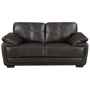 Contemporary Black Leatherette Love Seat With Double Stitch Contrast,Black-Living Room Furniture-Black-Faux Leather / Wood-JadeMoghul Inc.