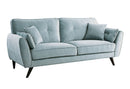 Contemporary Button Tufted Flannelette Wood Sofa with Angled Legs, Blue-Sofa & Sectionals-Blue-Flannelette and Solid Wood-JadeMoghul Inc.