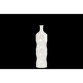 Contemporary Ceramic Bottle Vase With Dimpled Sides, Medium, White-Vases-White-Ceramic-Gloss Finish-JadeMoghul Inc.