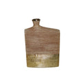 Contemporary Ceramic Vase with Narrow Neck Opening, Medium, Gold and Brown-Vases-Gold and Brown-Ceramic-JadeMoghul Inc.