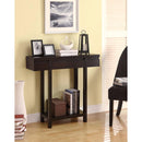 Contemporary Console Table With Lower Shelf, Brown-Console Tables-Brown-Wood-JadeMoghul Inc.