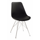 Contemporary Dining Chair With Chrome Legs, Black, Set of 2-Dining Chairs-Chrome And Black-Fabric-JadeMoghul Inc.