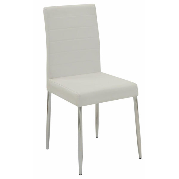 Contemporary Dining Side Chair, White, Set of 4-Dining Chairs-White & Chrome-METAL-JadeMoghul Inc.