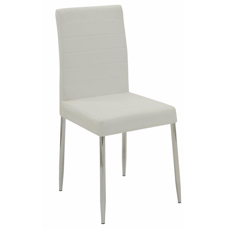 Contemporary Dining Side Chair, White, Set of 4-Dining Chairs-White & Chrome-METAL-JadeMoghul Inc.