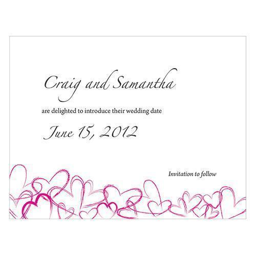 Contemporary Hearts Save The Date Card Indigo Blue (Pack of 1)-Weddingstar-Fuchsia-JadeMoghul Inc.