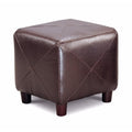 Contemporary Leather Cube Ottoman, Dark Brown-Footstools and Ottomans-DARK BROWN-Leather-JadeMoghul Inc.
