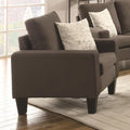Contemporary Linen Fabric & Wood Chair With Cushioned Seat & Back, Gray-Accent Chairs-Gray-Linen Fabric and Wood-JadeMoghul Inc.