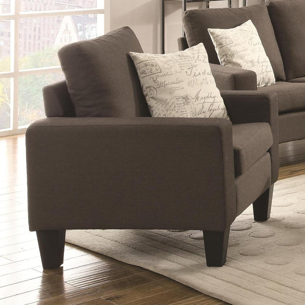 Contemporary Linen Fabric & Wood Chair With Cushioned Seat & Back, Gray-Accent Chairs-Gray-Linen Fabric and Wood-JadeMoghul Inc.