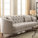 Contemporary Linen Like Fabric & Wood Sofa With Tufted Design, Gray-Living Room Furniture-Gray-Linen Like Fabric and Wood-JadeMoghul Inc.