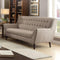 Contemporary Linen Upholstered Wooden Sofa with Tufting, Brown-Living Room Furniture-Brown-Linen Fabric and Wood-JadeMoghul Inc.