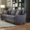 Contemporary Linen Upholstered Wooden Sofa with Two Pillows, Gray-Living Room Furniture-Gray-Linen Fabric Wood And Plastic-JadeMoghul Inc.