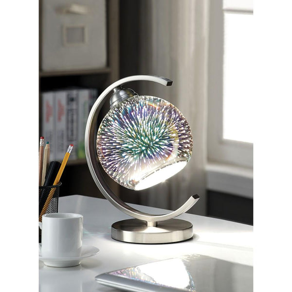 Contemporary Metal and Glass Table Lamp in Globe Shape Shade, Silver-Table & Desk Lamp-Silver-Metal and Glass-JadeMoghul Inc.