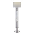 Contemporary Metal Floor Lamp with Fabric Drum Shade, Silver and White-Floor Lamps-Silver and White-Metal, Glass and Fabric-JadeMoghul Inc.