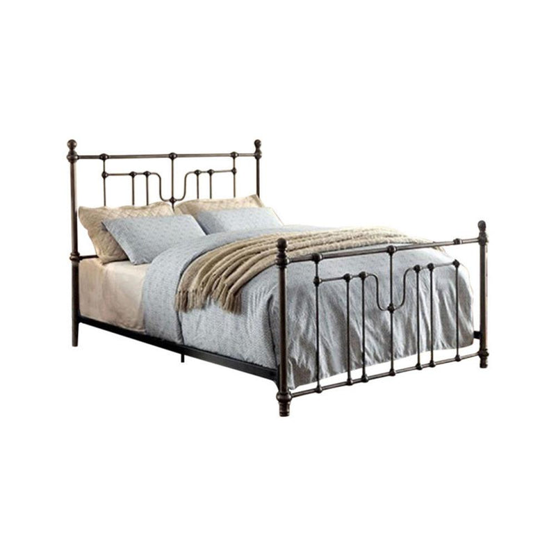 Contemporary Metal Queen Bed, Black-Panel Beds-Black-Metal-JadeMoghul Inc.