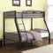 Contemporary Metal Twin-Over-Full Bunk Bed, Gunmetal Gray & Black-Bedroom Furniture-Black & Gray-Metal-JadeMoghul Inc.