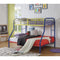 Contemporary Metal Twin Over Full Bunk Bed with 2 Side Ladders, Blue-Bedroom Furniture-Blue-Metal-JadeMoghul Inc.