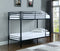 Contemporary Metal Twin Over Twin Bunk Bed With Ladder, Black-Bedroom Furniture-Black-Metal-JadeMoghul Inc.