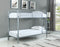 Contemporary Metal Twin Over Twin Bunk Bed With Ladder, Silver-Bedroom Furniture-Silver-Metal-JadeMoghul Inc.