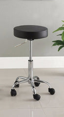 Contemporary Office Stool, Black-Accent and Garden Stools-Black-Leatherette Chrome-JadeMoghul Inc.