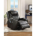 Contemporary Polyurethane Upholstered Metal Rocker Recliner with Swivel, Black-Living Room Furniture-Black-Polyurethane and Metal-JadeMoghul Inc.