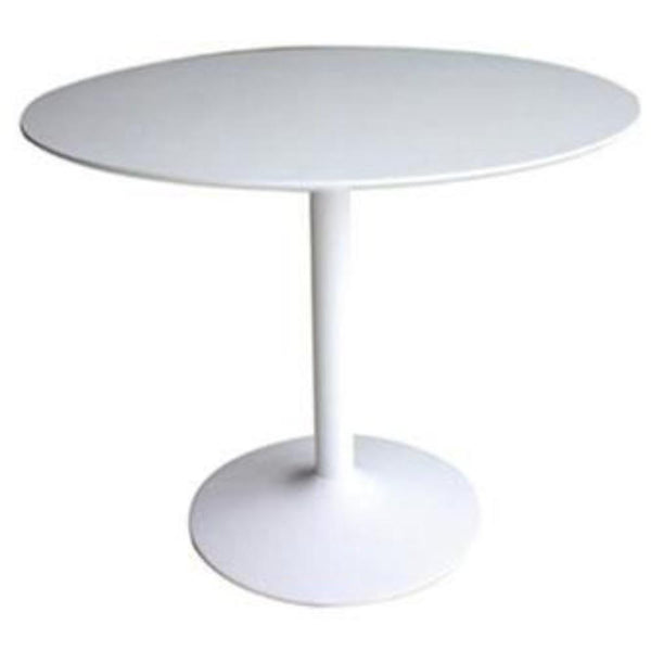 Contemporary Round Dining Table, White-Dining Tables-White-MDF Metal-JadeMoghul Inc.