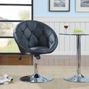 Contemporary Round Tufted Black Swivel Accent Chair-Armchairs and Accent Chairs-BLACK-METAL-Chrome-JadeMoghul Inc.