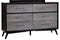 Contemporary Six Drawers Wood Dresser with Metal Handles, Gray and Black-Bedroom Furniture-Gray and Black-Wood and Metal-JadeMoghul Inc.