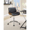Contemporary Small-Back Home Office Chair, Black/Walnut-Desks and Hutches-BLACK/WALNUT-Upholstery Leather-JadeMoghul Inc.