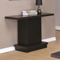 Contemporary Sofa Table With Pedestal Base, Cappuccino Brown-Tables-Brown-Wood-JadeMoghul Inc.