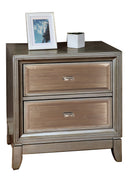 Contemporary Solid Wood Night Stand With Drawers, Silver-Nightstand-Silver-Mirror/Solid Wood-JadeMoghul Inc.