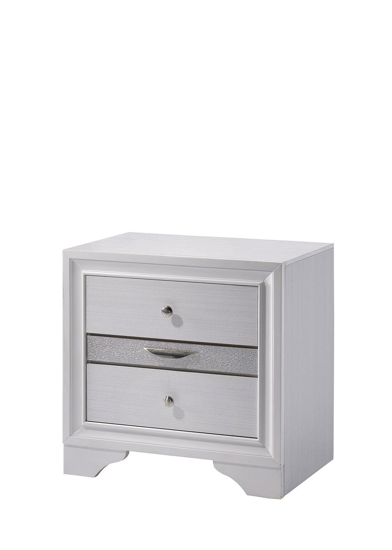 Contemporary Solid Wood Night Stand With Jewelry Drawers, White-Nightstand-White-Solid Wood and Metal-JadeMoghul Inc.