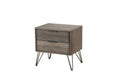 Contemporary Solid Wood Night Stand with Metal Hairpin Legs, Grey-Bedroom Furniture-Grey-Solid Wood and Metal-JadeMoghul Inc.