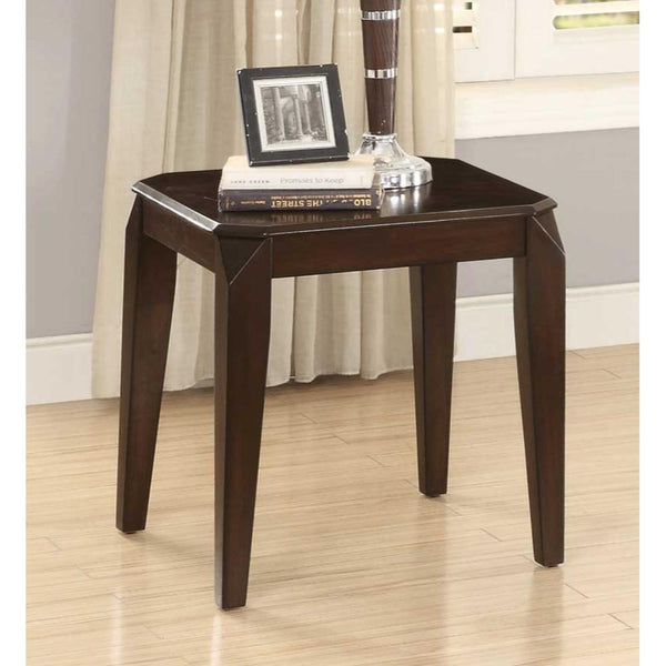 Contemporary Solid Wooden End Table With Tapered Legs, Cherry Brown-End Tables-Brown-Wood-JadeMoghul Inc.