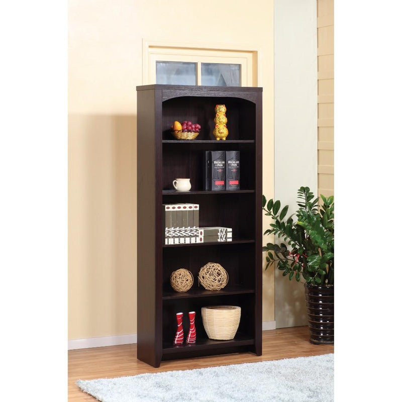 Contemporary style 5-Tier Bookcase With 5 Open Shelves.-Book Cases-Dark Brown-Wood-JadeMoghul Inc.
