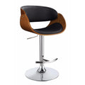 Contemporary Style Adjustable Bar Stool, Black And Brown-Bar Stools and Counter Stools-Black And Brown-Polyurethane-Walnut-JadeMoghul Inc.