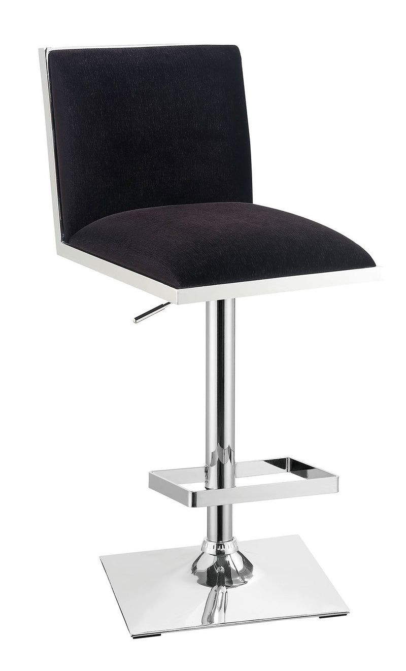 Contemporary Style Bar Stool With Padded Fabric Seat And Back, Black & Silver-Office Furniture-Black & Silver-Metal & Fabric-JadeMoghul Inc.