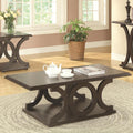 Contemporary Style C-Shaped Coffee Table With Open Shelf, Espresso Brown-Coffee Tables-Brown-Wood-JadeMoghul Inc.