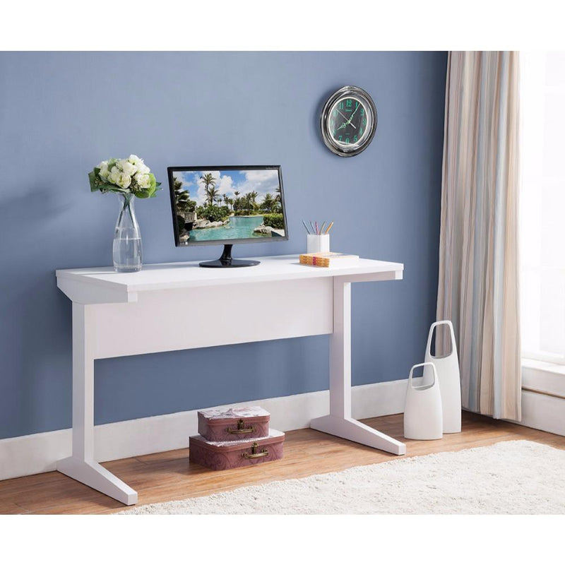 Contemporary Style Desk With Width Top, White-Desks and Hutches-White-Wood-JadeMoghul Inc.